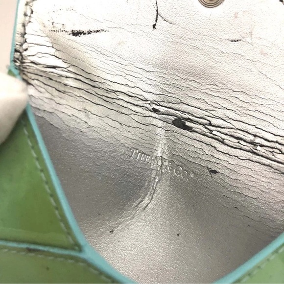 TIFFANY&CO. Patent Leather Envelope Card Case Blue/ - Picture 9 of 9